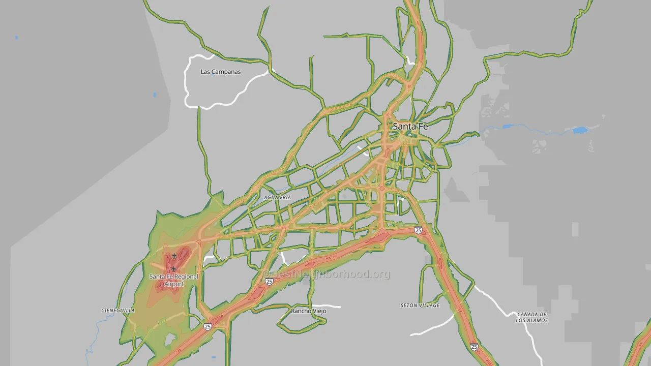 Santa Fe, NM Map of Noise Levels in Santa Fe