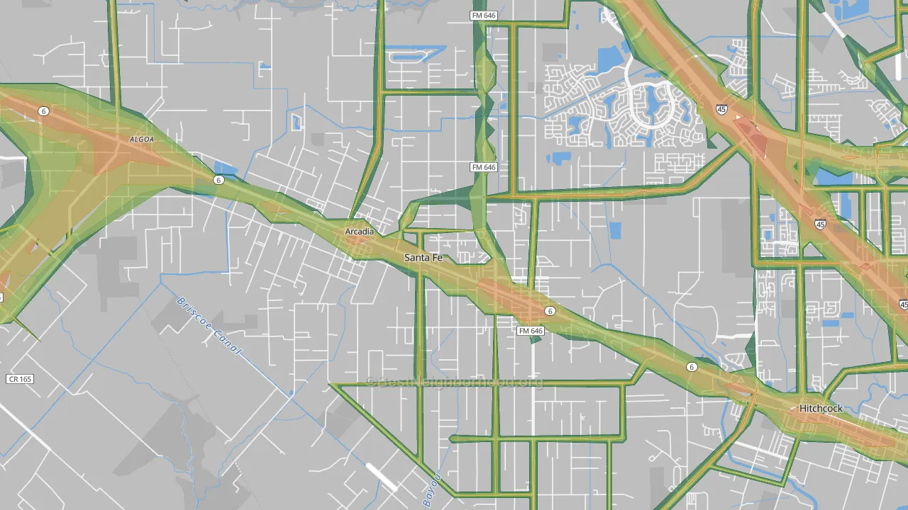 Santa Fe, TX Map of Noise Levels in Santa Fe