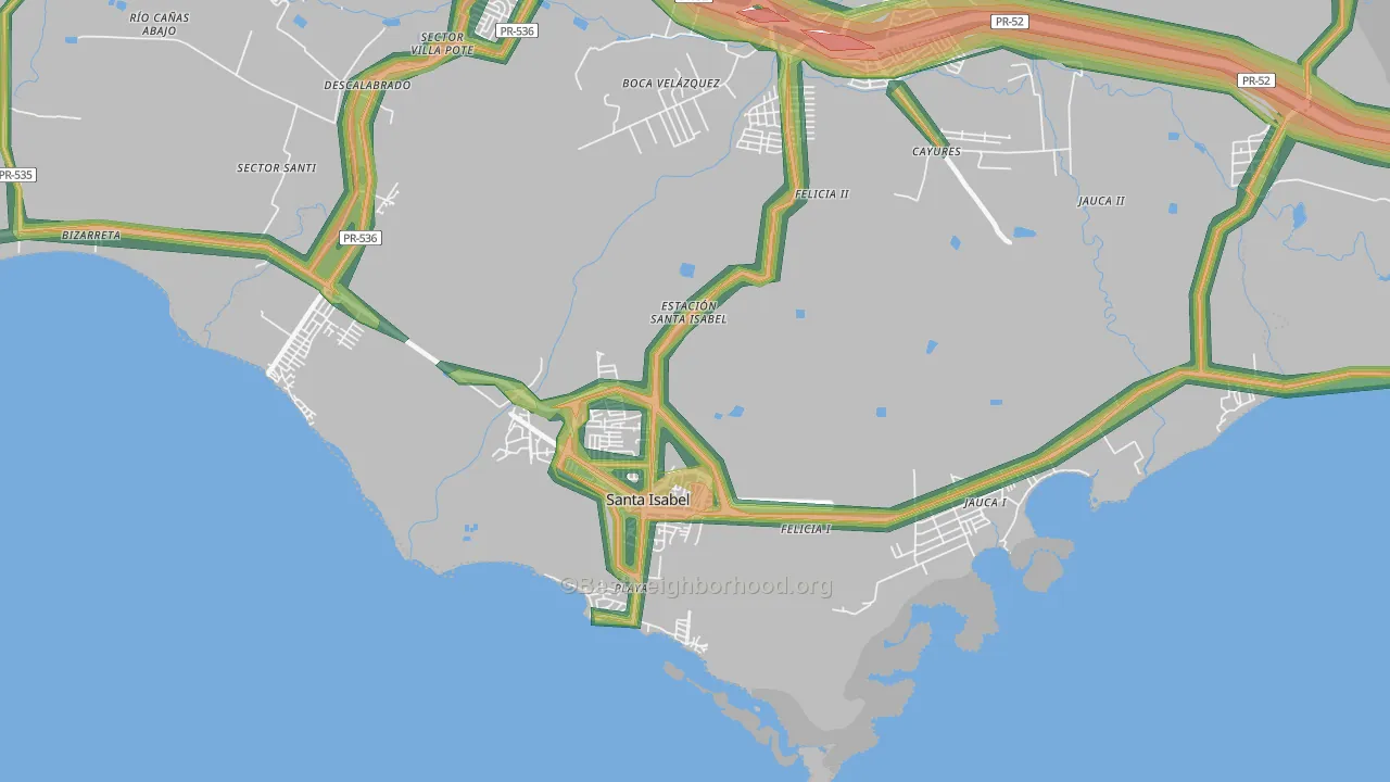 Santa Isabel, PR Map of Noise Levels in Santa Isabel