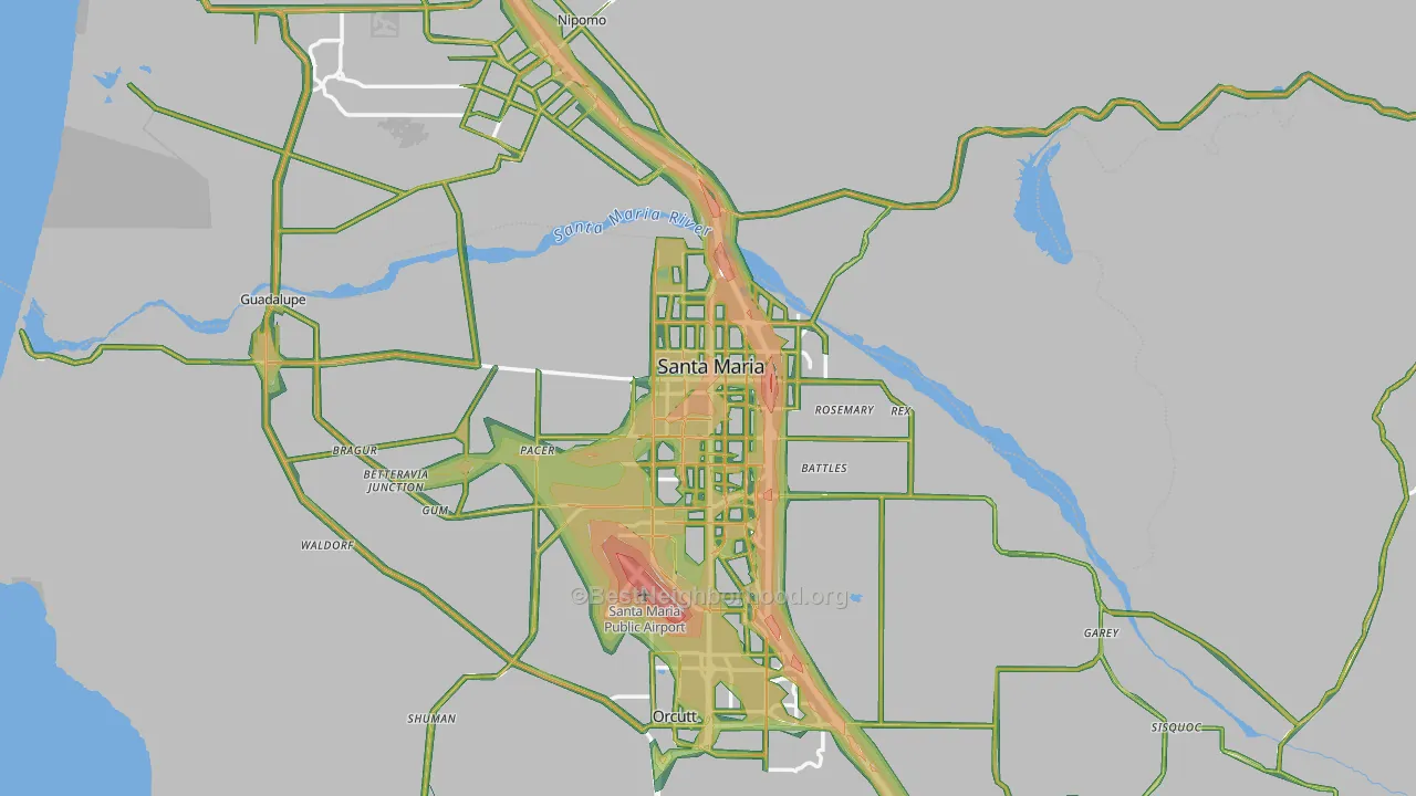 Santa Maria, CA Map of Noise Levels in Santa Maria