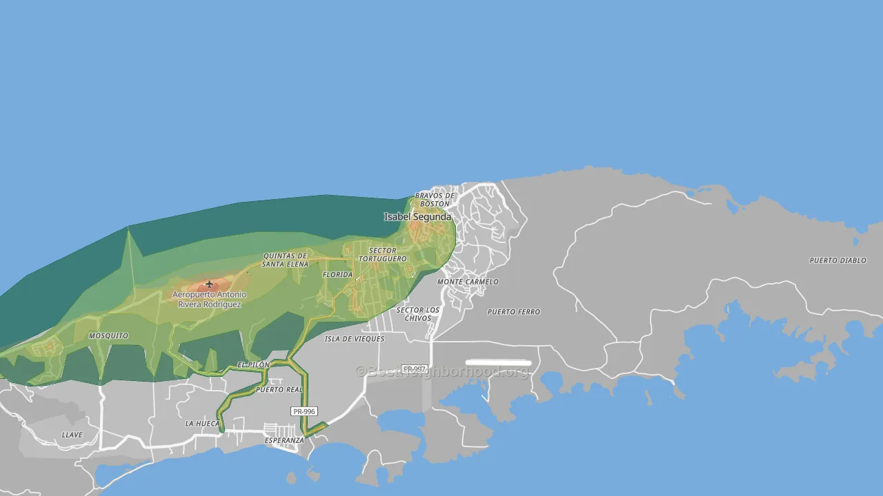 Santa Maria, PR Map of Noise Levels in Santa Maria