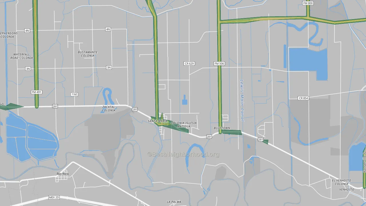 Santa Maria, TX Map of Noise Levels in Santa Maria