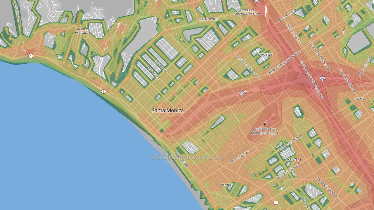 Santa Monica, CA Map of Noise Levels in Santa Monica