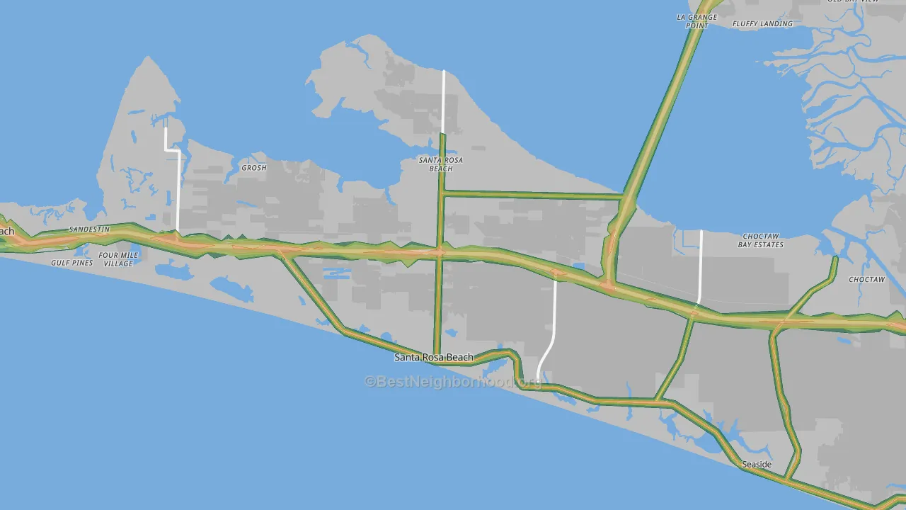 Santa Rosa Beach, FL Map of Noise Levels in Santa Rosa Beach