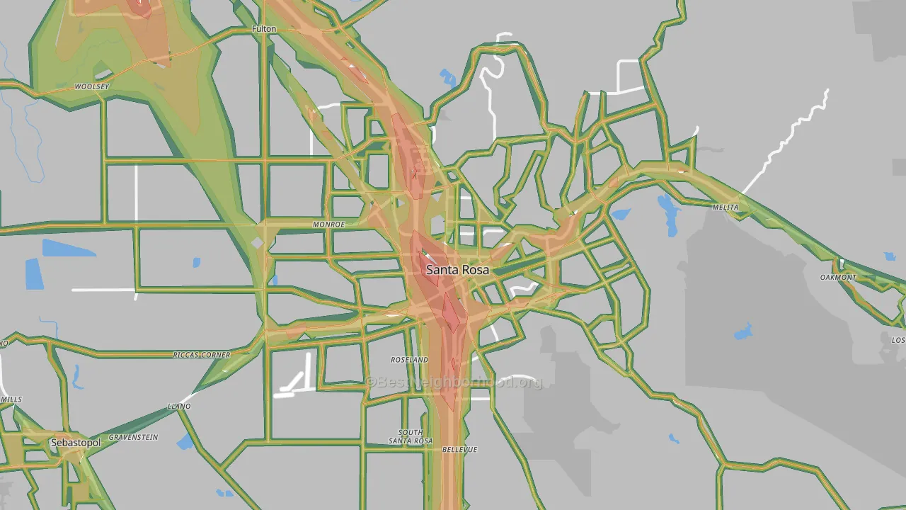 Santa Rosa, CA Map of Noise Levels in Santa Rosa