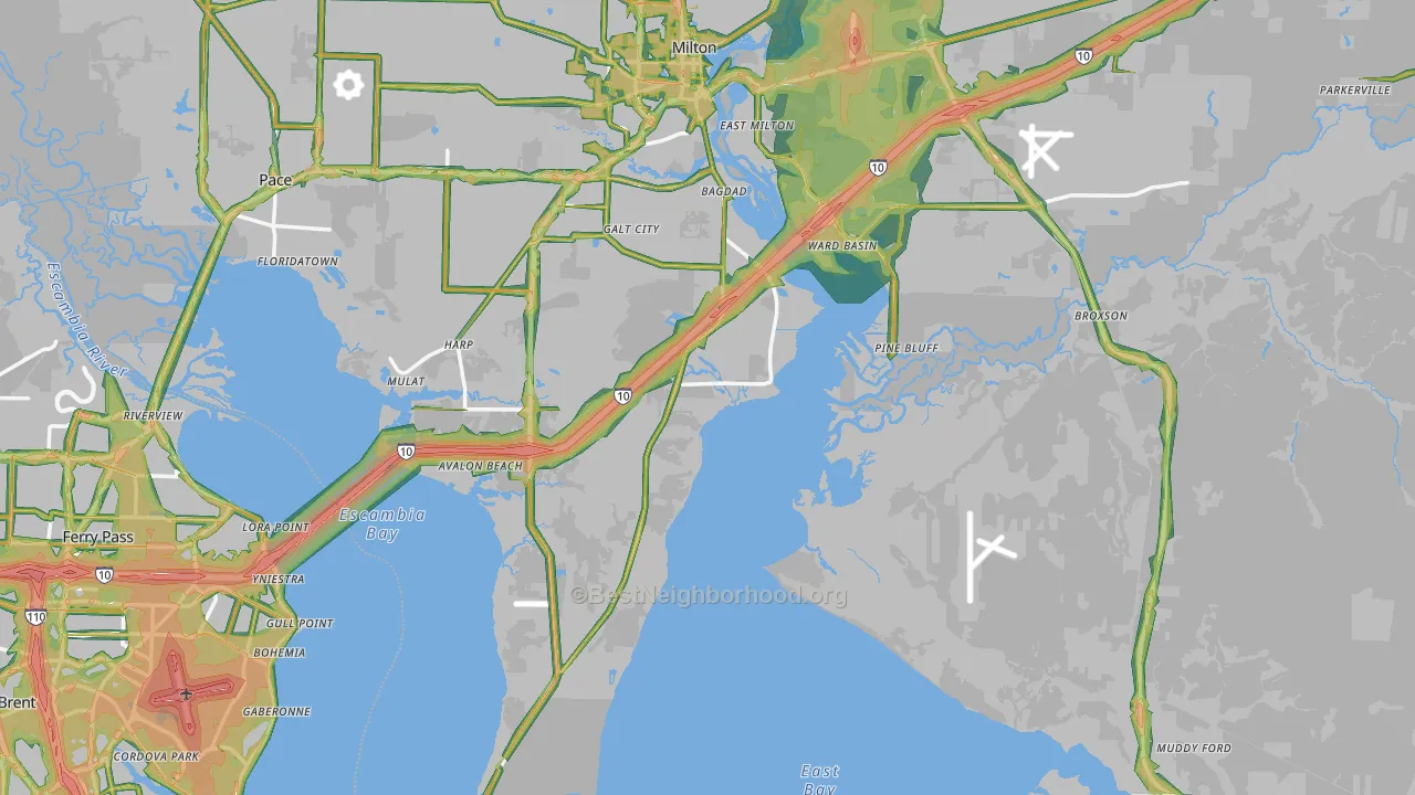Santa Rosa County, FL Map of Noise Levels in Santa Rosa County