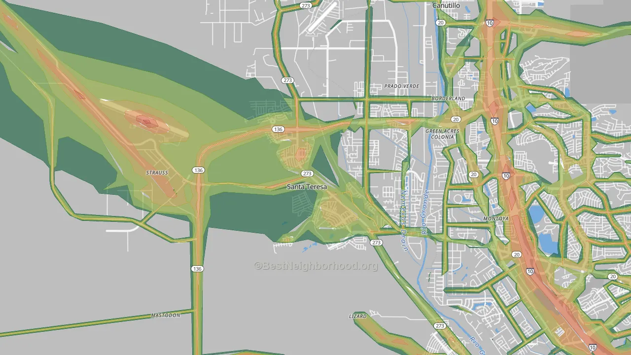 Santa Teresa, NM Map of Noise Levels in Santa Teresa