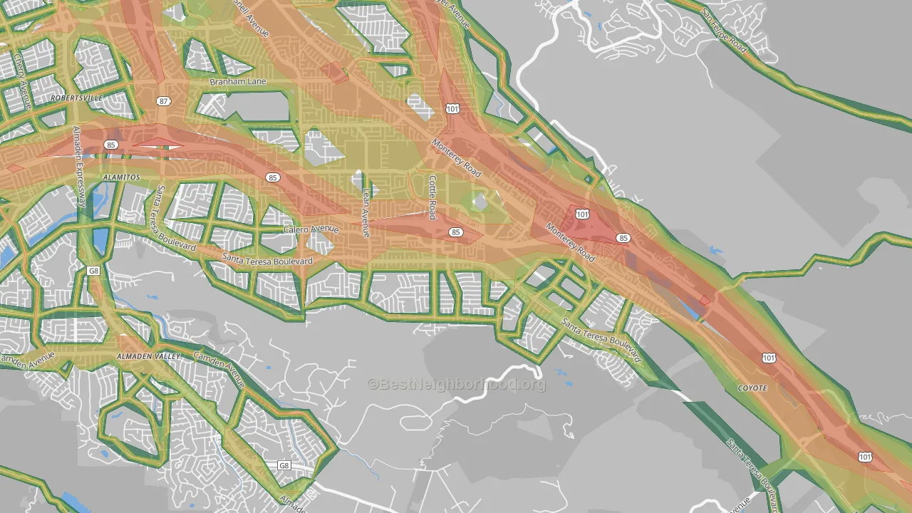 Santa Teresa, San Jose, CA Map of Noise Levels in Santa Teresa