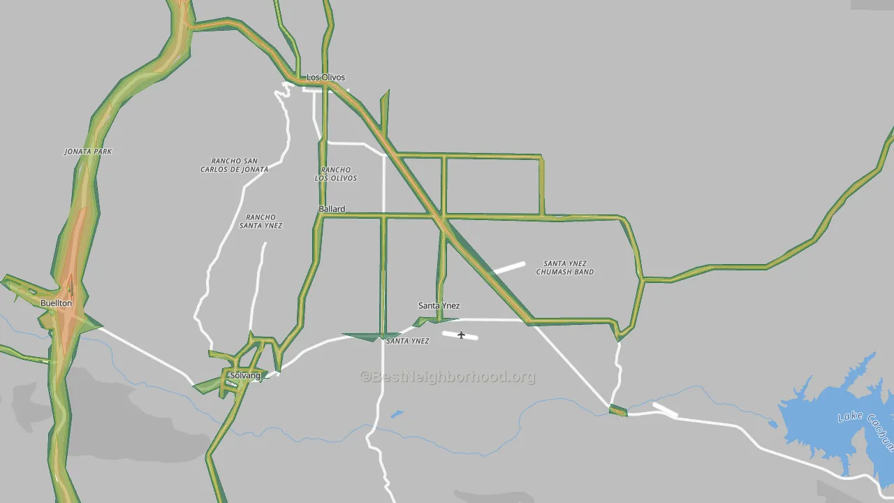 Santa Ynez, CA Map of Noise Levels in Santa Ynez