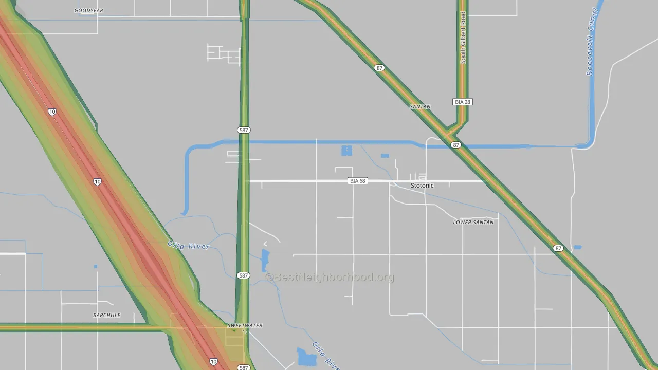 Santan, AZ Map of Noise Levels in Santan