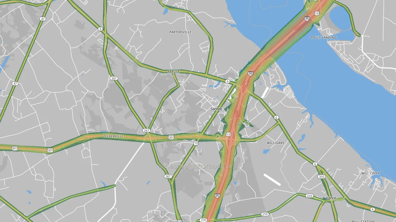 Santee, SC Map of Noise Levels in Santee