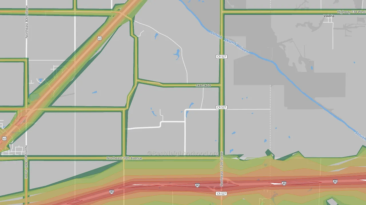 Santiago, IA Map of Noise Levels in Santiago