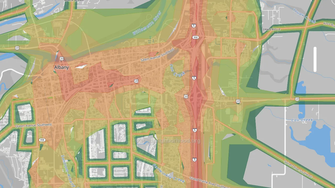 Santiam, Albany, OR Map of Noise Levels in Santiam