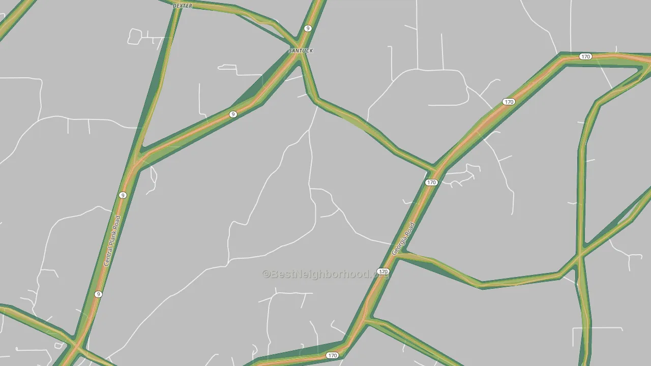 Santuck, AL Map of Noise Levels in Santuck