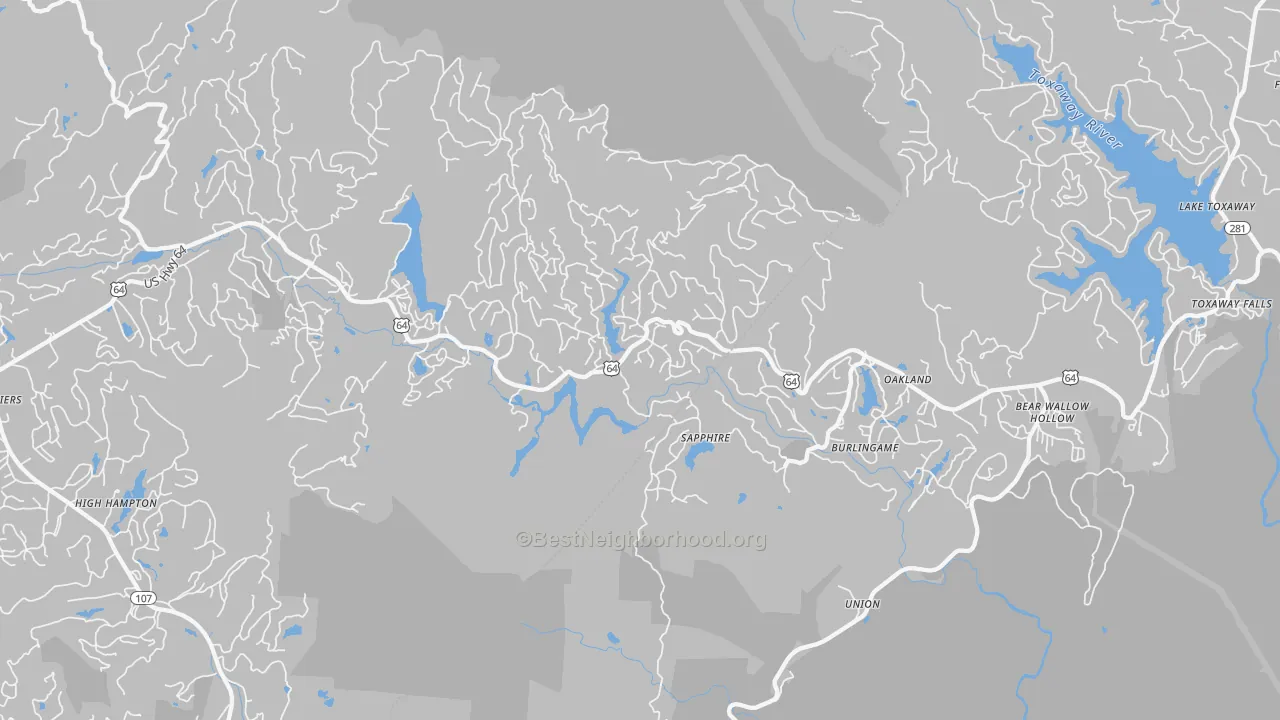 Sapphire, NC Map of Noise Levels in Sapphire