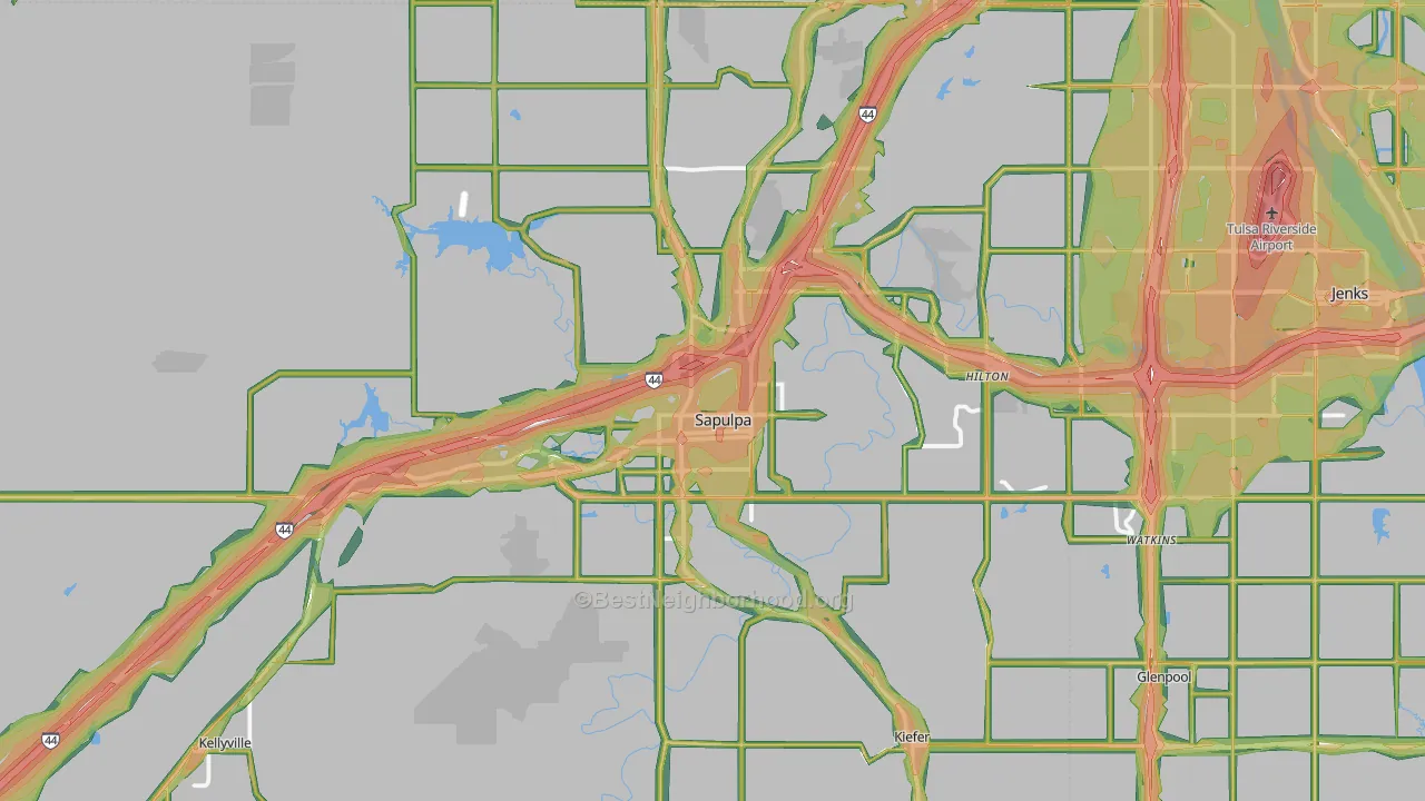 Sapulpa, OK Map of Noise Levels in Sapulpa