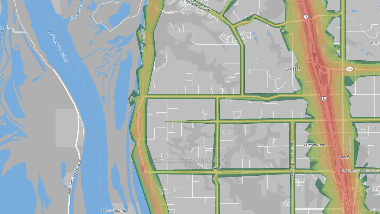 Sara, WA Map of Noise Levels in Sara