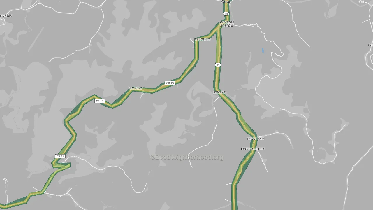 Sarah Ann, WV Map of Noise Levels in Sarah Ann