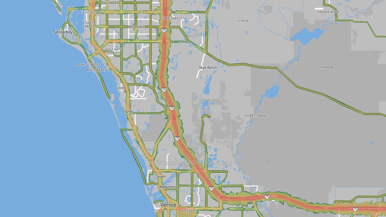 Sarasota County, FL Map of Noise Levels in Sarasota County