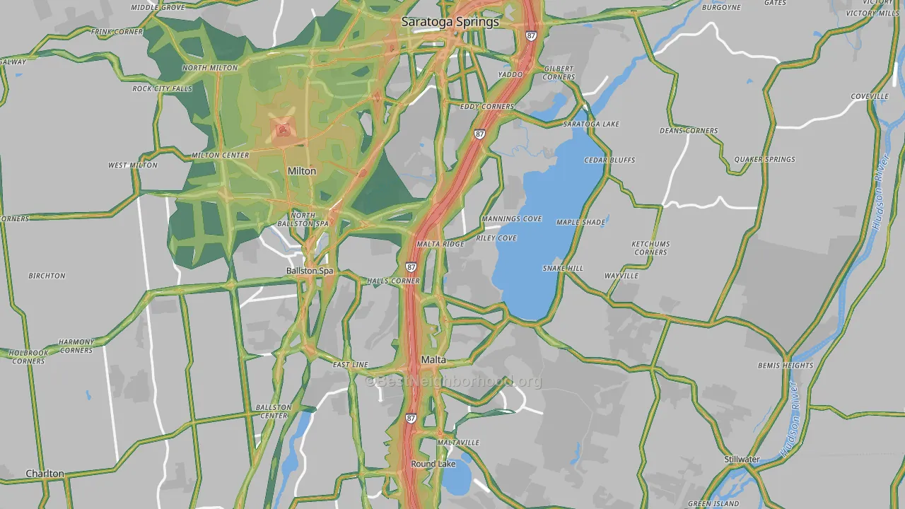 Saratoga County, NY Map of Noise Levels in Saratoga County