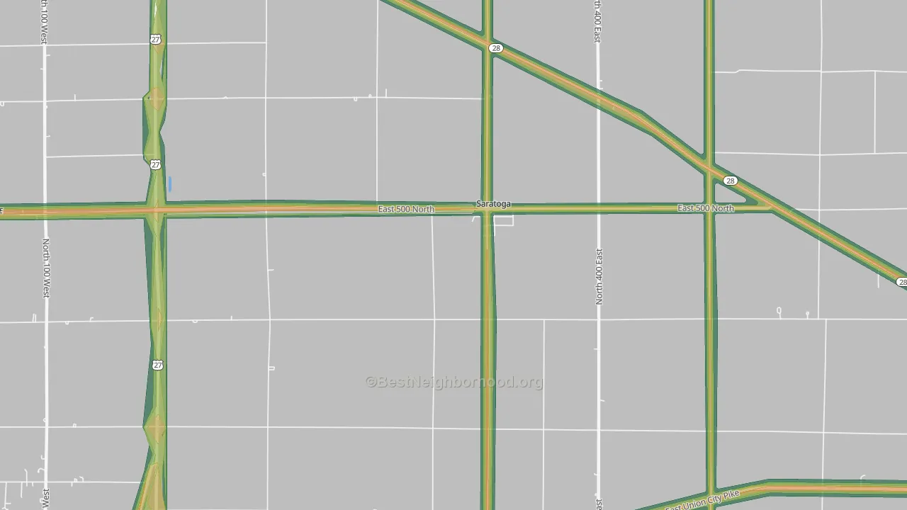 Saratoga, IN Map of Noise Levels in Saratoga