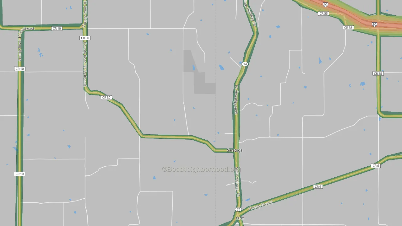 Saratoga, MN Map of Noise Levels in Saratoga