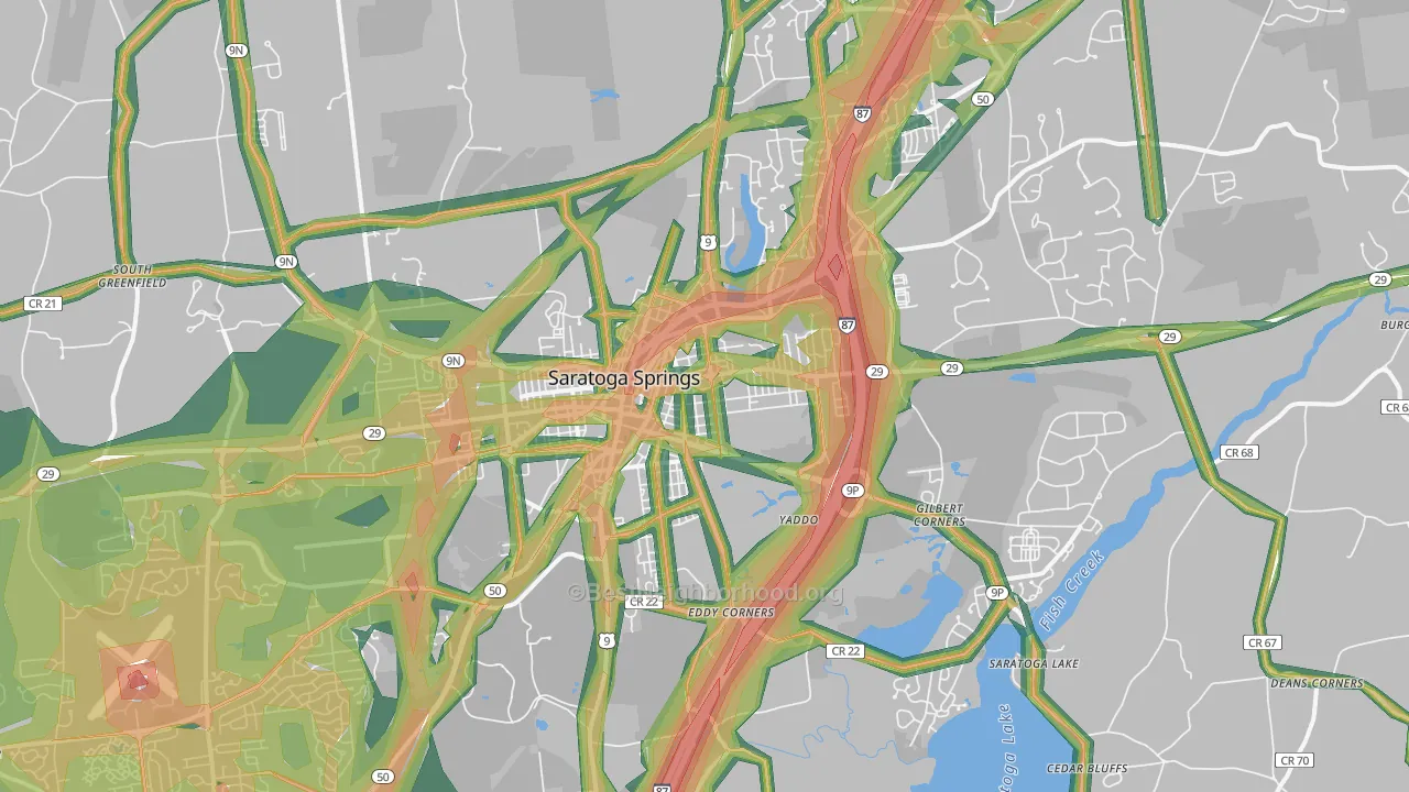 Saratoga Springs, NY Map of Noise Levels in Saratoga Springs
