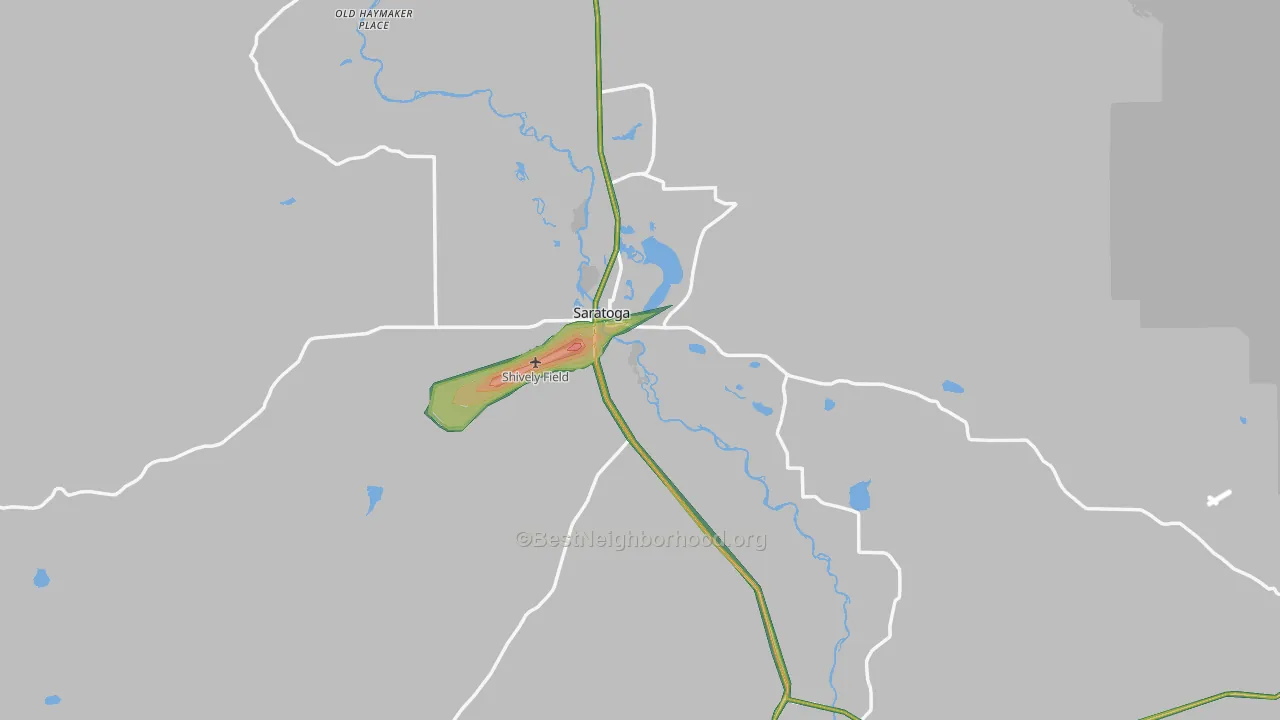 Saratoga, WY Map of Noise Levels in Saratoga