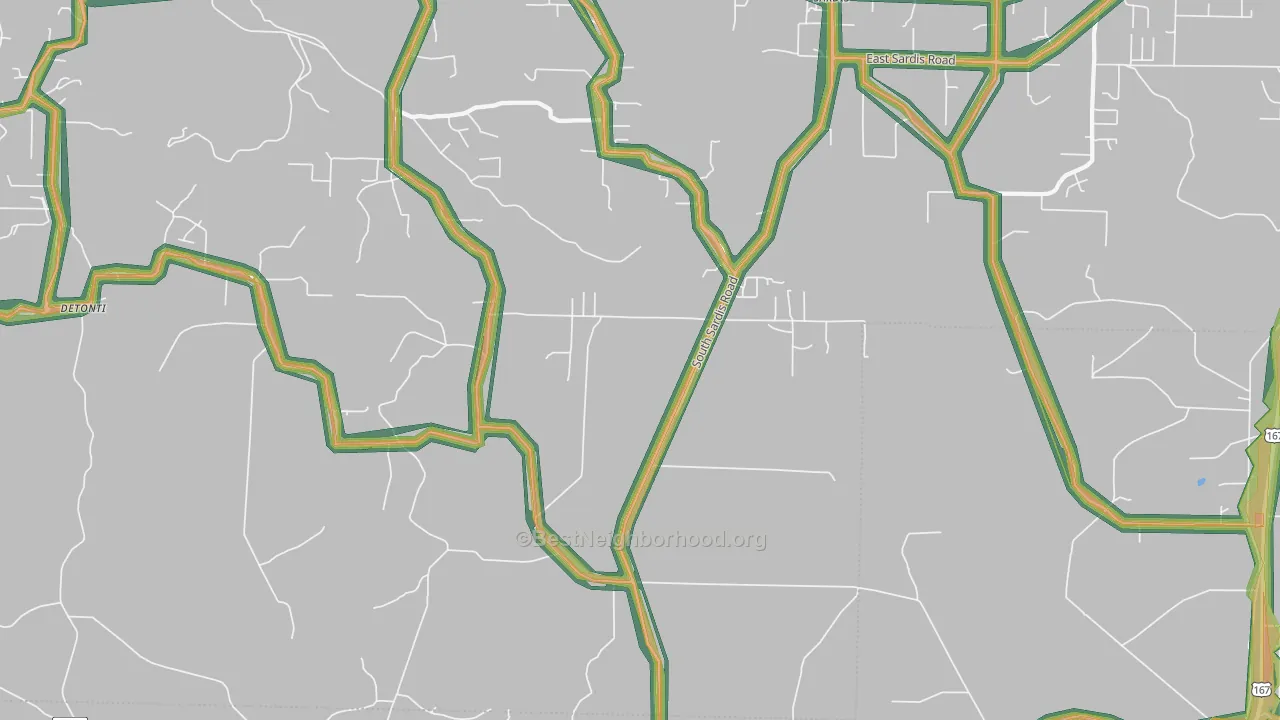 Sardis, AR Map of Noise Levels in Sardis