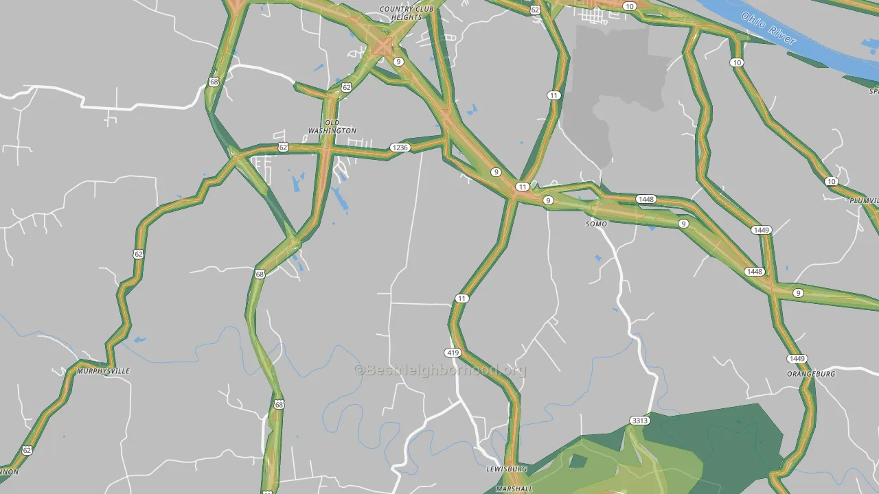 Sardis, KY Map of Noise Levels in Sardis