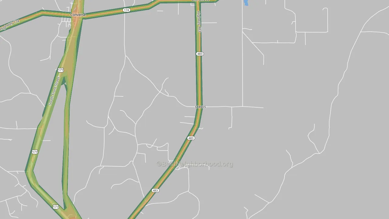 Sardis, LA Map of Noise Levels in Sardis