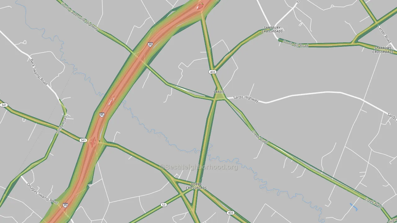 Sardis, SC Map of Noise Levels in Sardis