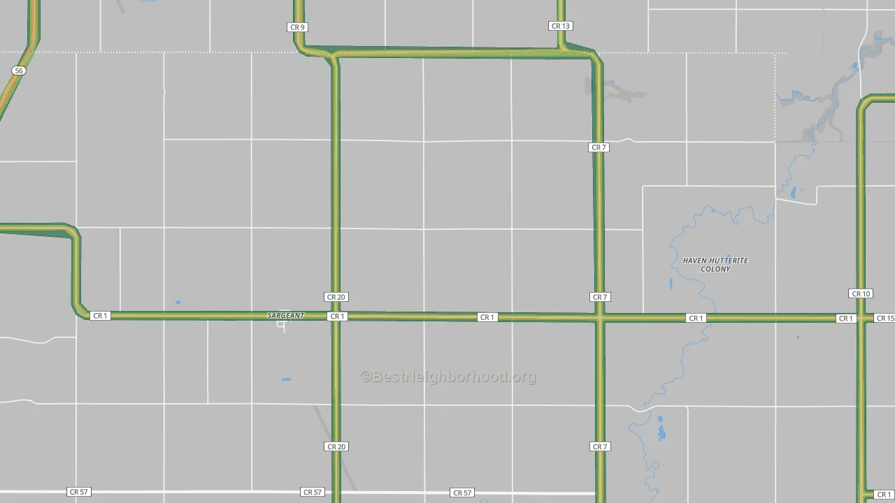 Sargeant, MN Map of Noise Levels in Sargeant