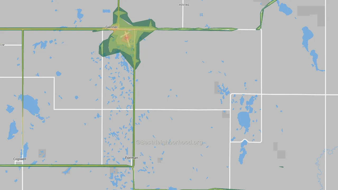 Sargent County, ND Map of Noise Levels in Sargent County