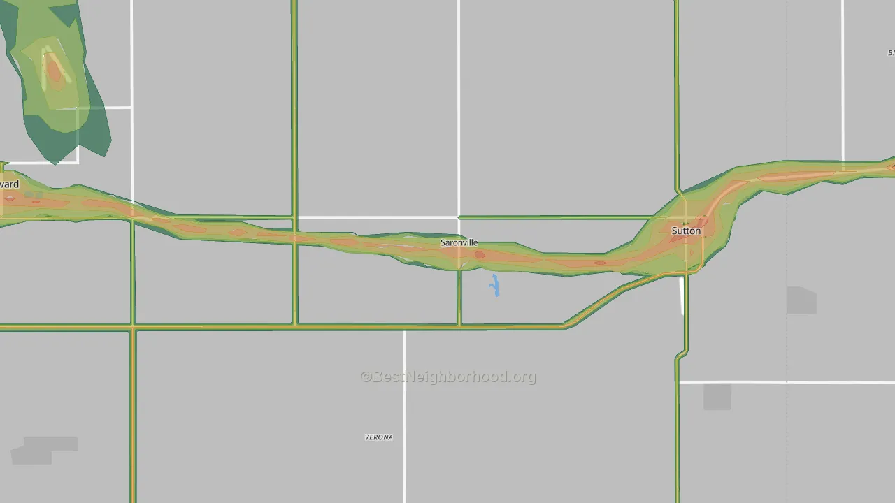 Saronville, NE Map of Noise Levels in Saronville