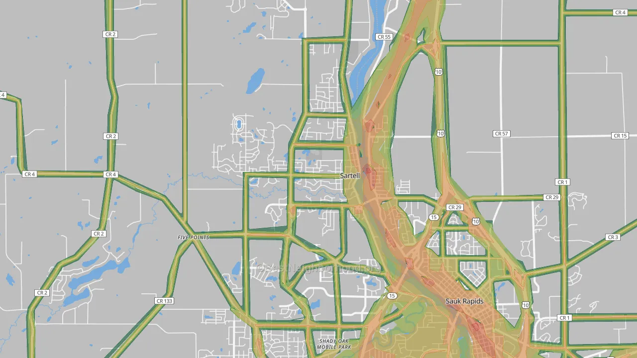 Sartell, MN Map of Noise Levels in Sartell