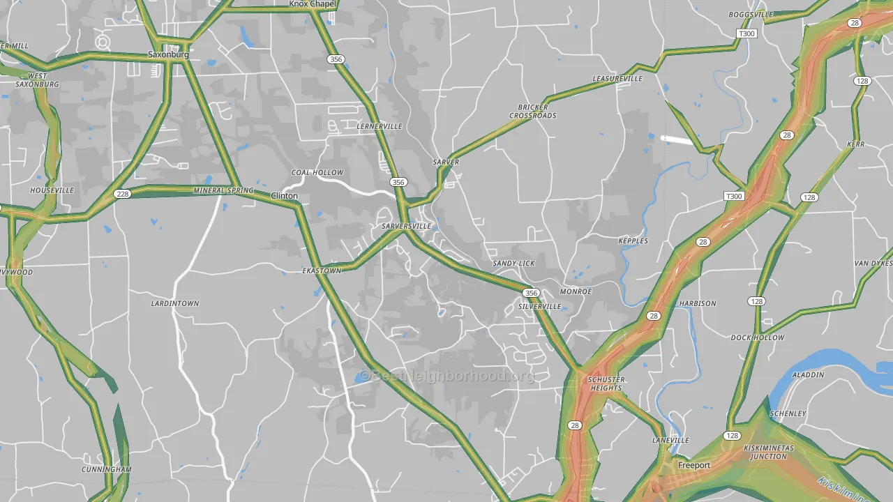 Sarver, PA Map of Noise Levels in Sarver