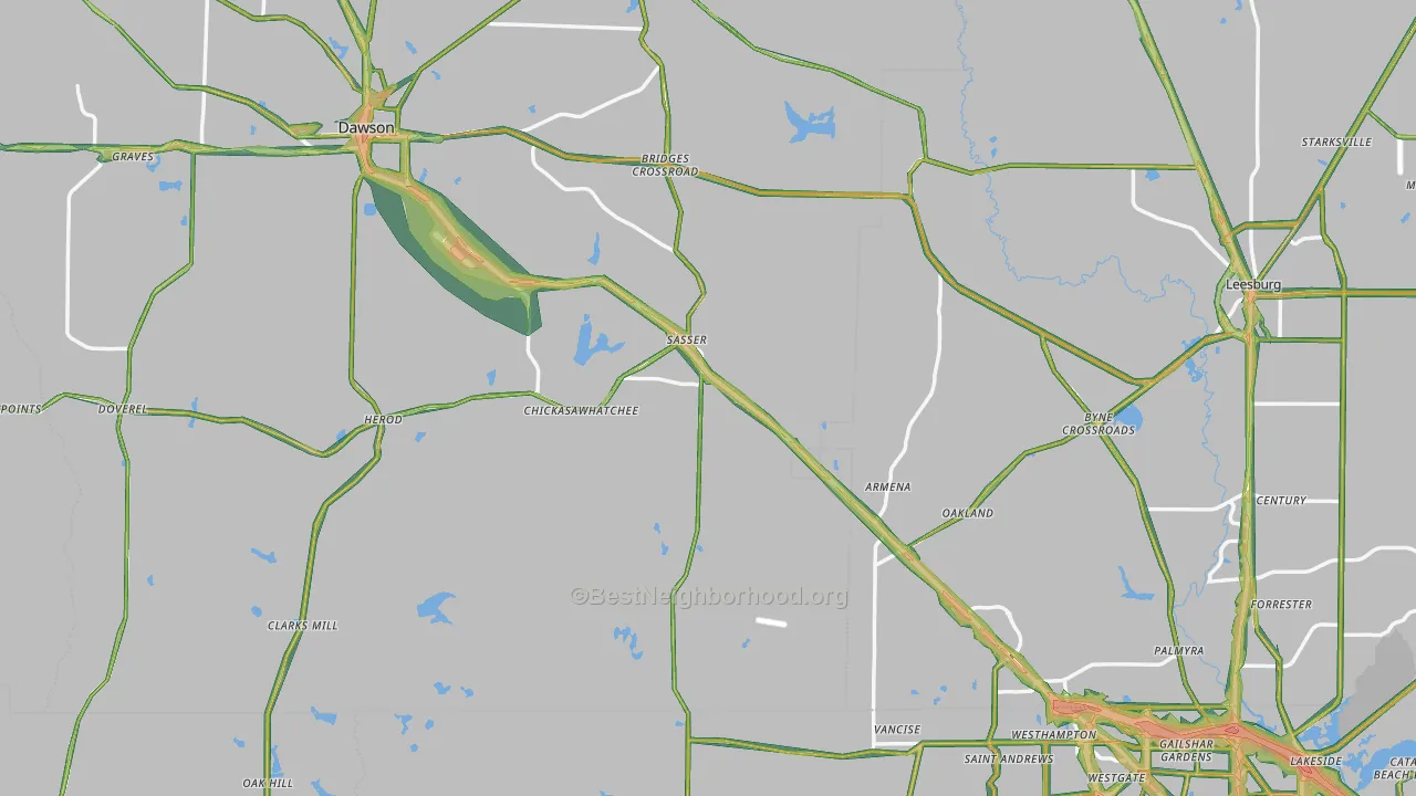 Sasser, GA Map of Noise Levels in Sasser