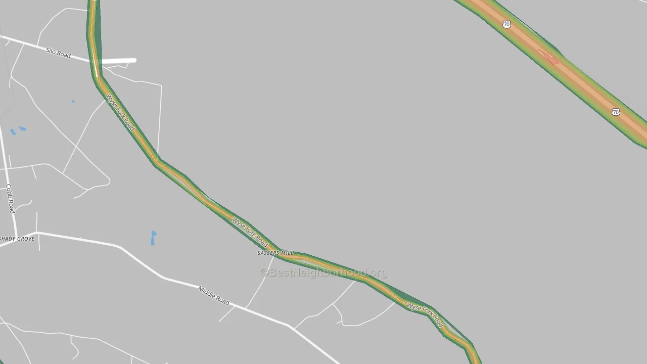 Sassers Mill, NC Map of Noise Levels in Sassers Mill