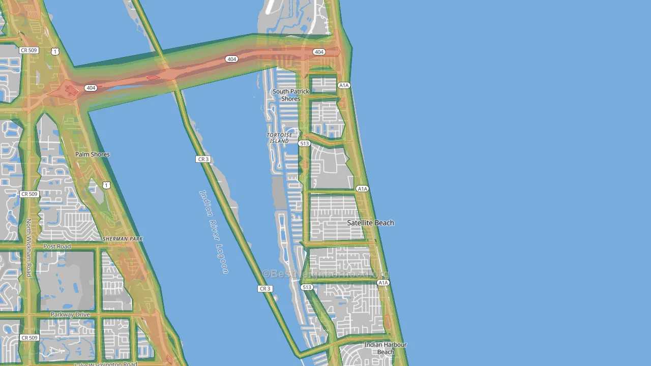Satellite Beach, FL Map of Noise Levels in Satellite Beach