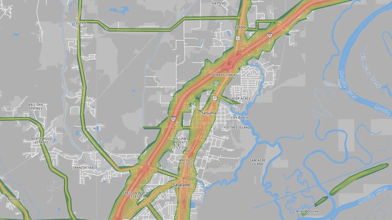 Satsuma, AL Map of Noise Levels in Satsuma