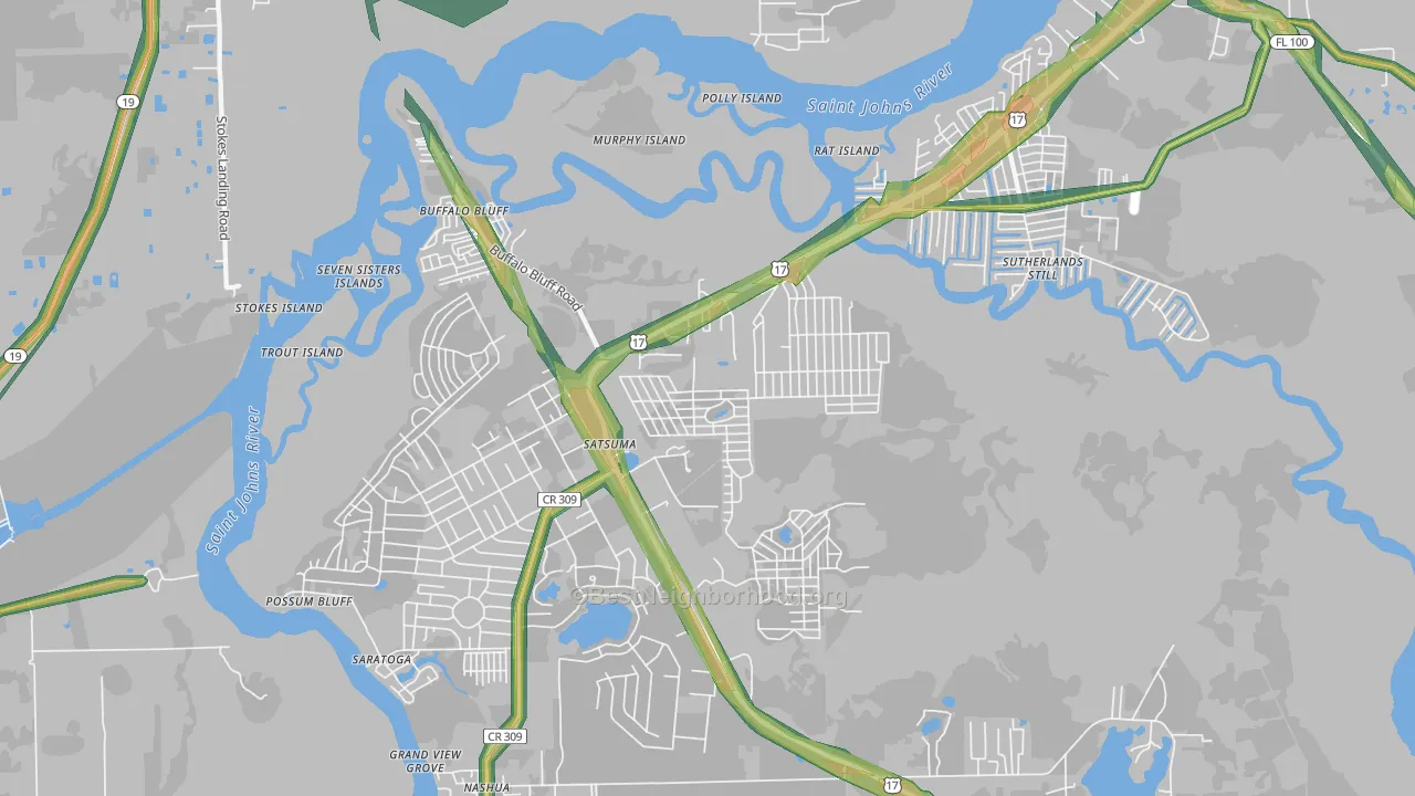 Satsuma, FL Map of Noise Levels in Satsuma