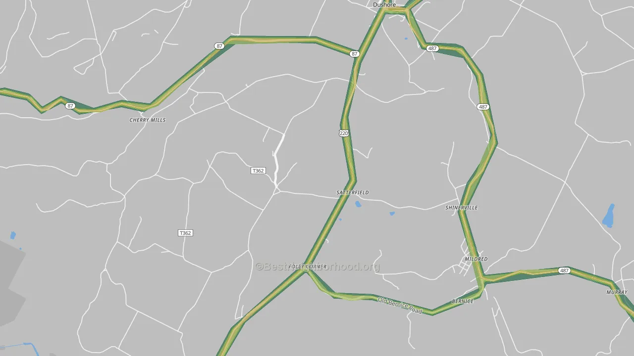 Satterfield, PA Map of Noise Levels in Satterfield