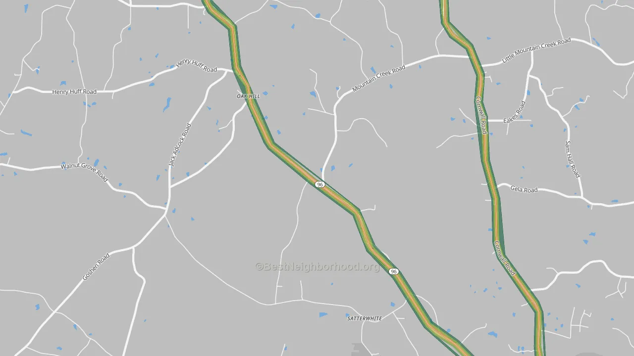 Satterwhite, NC Map of Noise Levels in Satterwhite