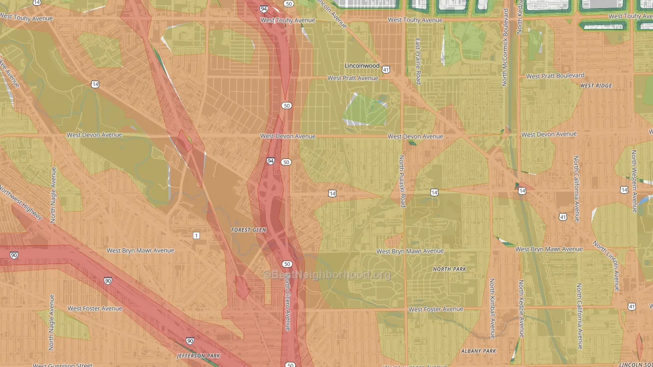 Sauganash, Chicago, IL Map of Noise Levels in Sauganash
