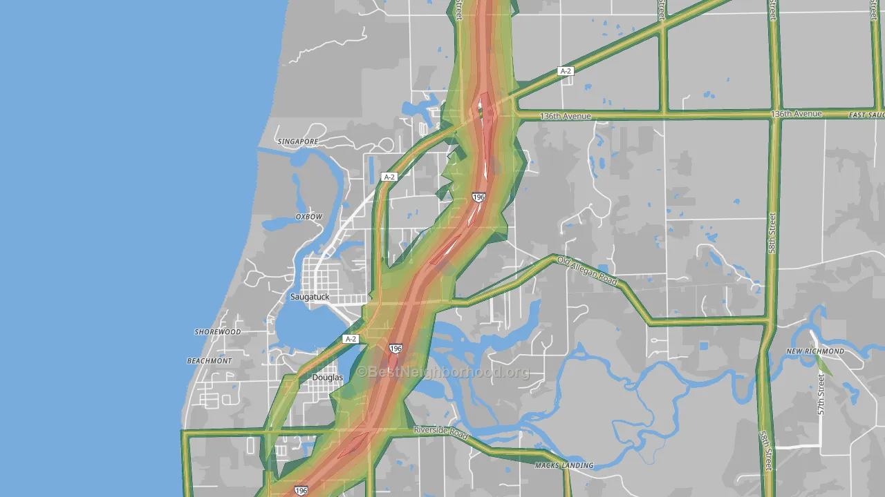 Saugatuck, MI Map of Noise Levels in Saugatuck