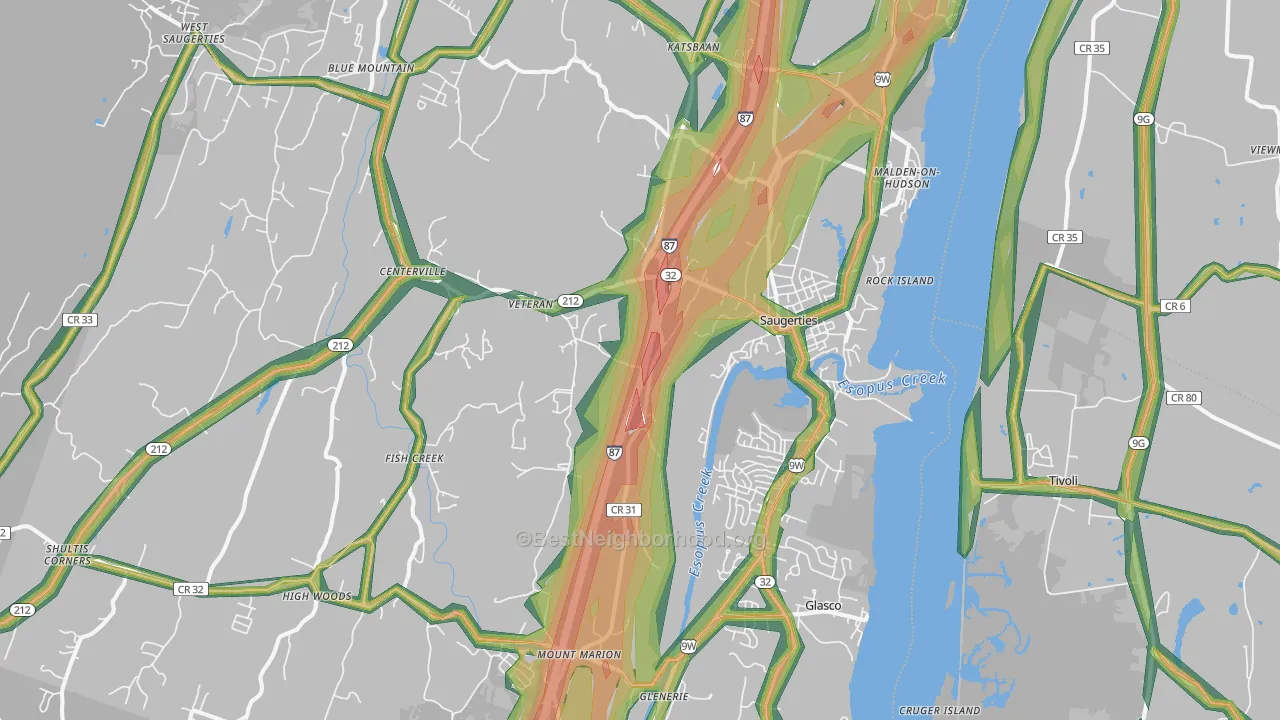 Saugerties, NY Map of Noise Levels in Saugerties