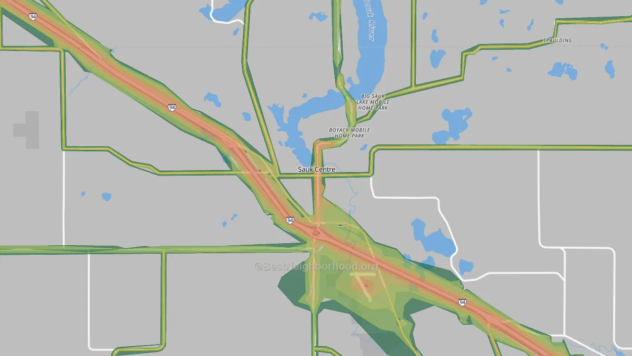 Sauk Centre, MN Map of Noise Levels in Sauk Centre