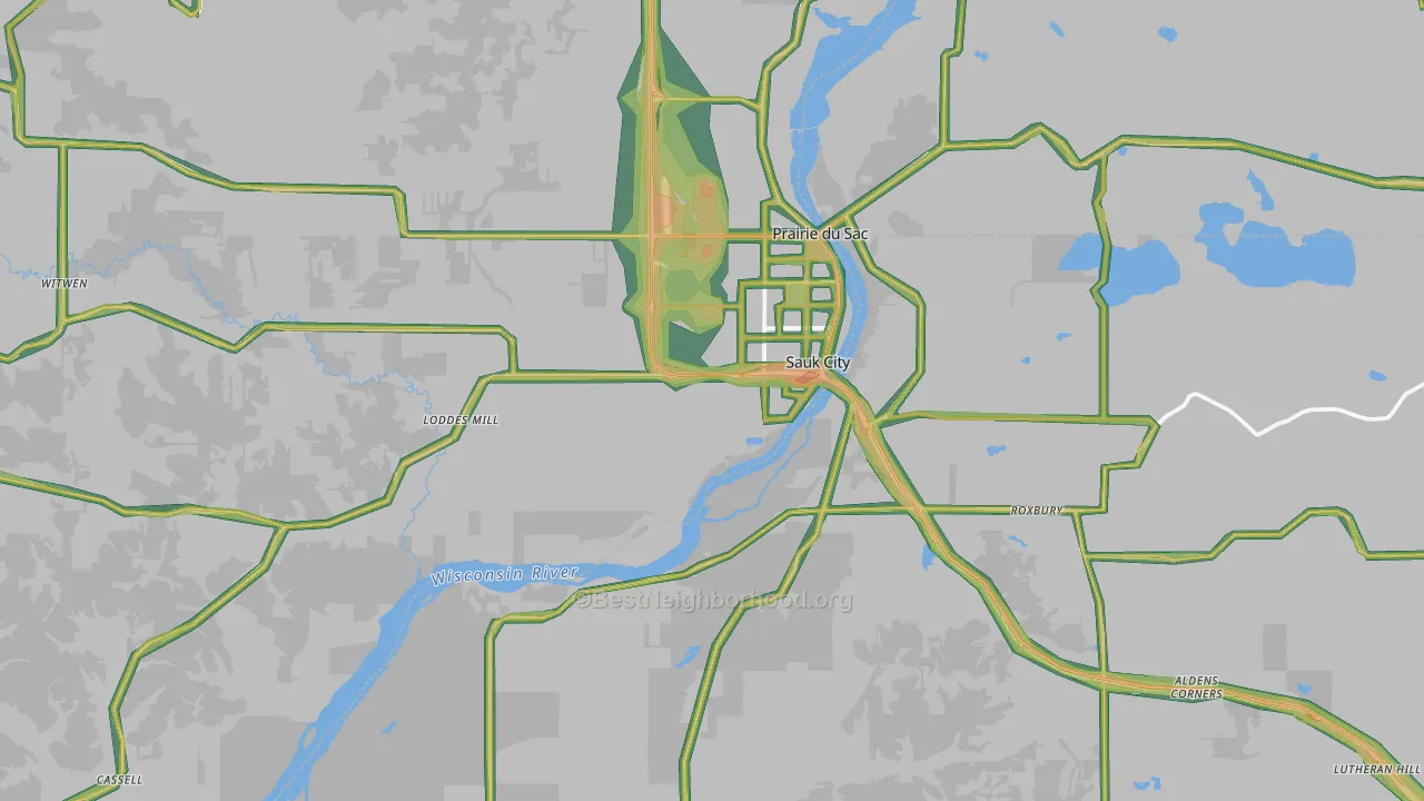 Sauk City, WI Map of Noise Levels in Sauk City