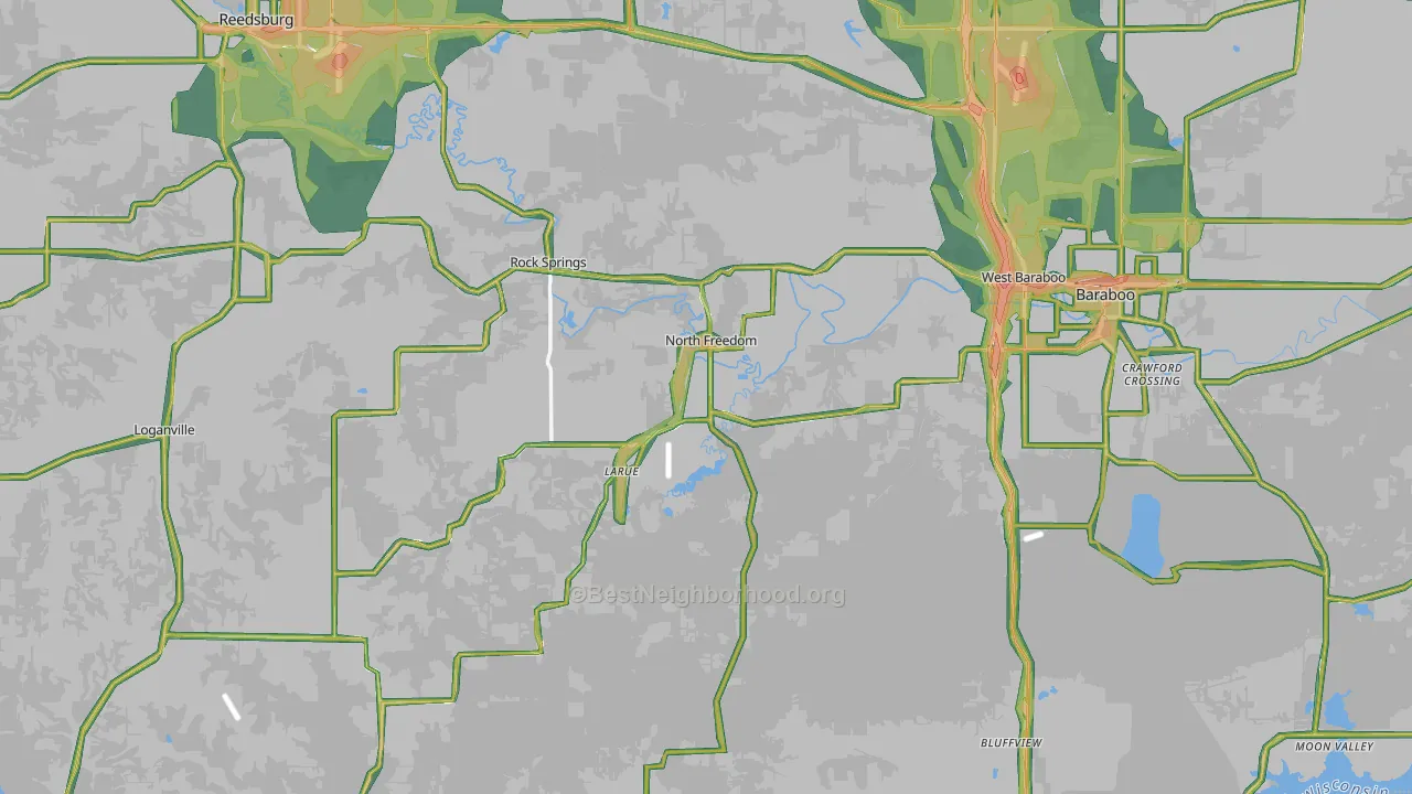 Sauk County, WI Map of Noise Levels in Sauk County